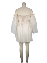 Inrosy mini robe de grossesse bouffante tutu en tulle dos nu col bateau manches longues femme casual doux enceinte photo shooting