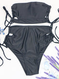 Inrosy maillots de bain de grossesse nœud avec à lacets bustier dos nu à fines brides sans manches femme de plage enceinte
