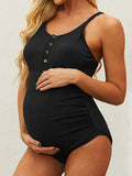 Inrosy maillots de bain de grossesse une pièce boutonnage col rond femme décontracté de plage enceinte