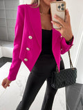 Inrosy court blazer double boutonnage col revers manches longues femme casual style tailleur