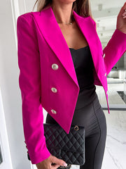 Inrosy court blazer double boutonnage col revers manches longues femme casual style tailleur