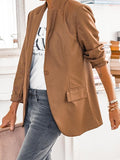 Inrosy court blazer boutons poches col revers manches longues femme casual style tailleur oversized