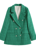 Inrosy blazer carreaux veste tartan femme double boutonnage poches manches longues femme élégant mode vêtements d'extérieur