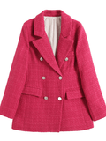 Inrosy blazer carreaux veste tartan femme double boutonnage poches manches longues femme élégant mode vêtements d'extérieur