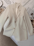 Inrosy blazer de bureau unicolore boutonnage poches manches longues femme style tailleur élégant oversized veste automne