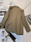 Inrosy blazer de bureau unicolore boutonnage poches manches longues femme style tailleur élégant oversized veste automne