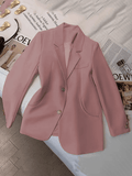 Inrosy blazer de bureau unicolore boutonnage poches manches longues femme style tailleur élégant oversized veste automne