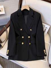 Inrosy blazer officier de bureau unicolore double boutonnage poches manches longues femme élégant mode veste automne