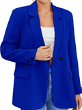 Inrosy blazer femme style tailleur unicolore boutons poches découpe v manches longues élégant mode oversized veste