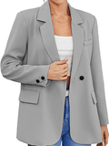 Inrosy blazer femme style tailleur unicolore boutons poches découpe v manches longues élégant mode oversized veste