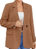 Inrosy blazer femme style tailleur unicolore boutons poches découpe v manches longues élégant mode oversized veste