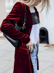 Inrosy blazer velours boutons poches manches longues femme élégant mode veste