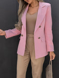 Inrosy blazer de bureau unicolore double boutonnage col revers manches longues femme casual mode décontracté veste