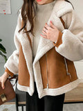 Inrosy blouson style aviateur femme suédine teddy oversized hiver vestes