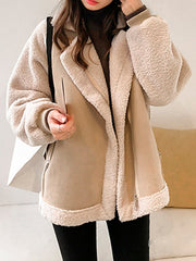 Inrosy blouson style aviateur femme suédine teddy oversized hiver vestes
