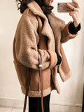 Inrosy manteau aviateur peau de mouton chic hiver femme perfecto veste