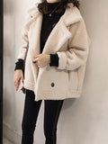 Inrosy manteau aviateur peau de mouton chic hiver femme perfecto veste