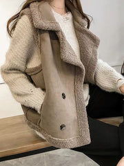 Inrosy gilet sans manches veste aviateur suedine double boutonnage poches col revers femme casual