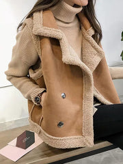 Inrosy gilet sans manches veste aviateur suedine double boutonnage poches col revers femme casual