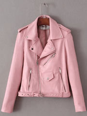 Inrosy court perfecto femme simili cuir ceinture fermeture éclair col revers manches longues femme mode décontracté veste motard