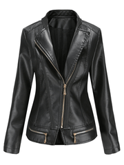 Inrosy perfecto femme cuir fermeture éclair col montant manches longues femme style boyfriend mode veste motard