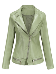 Inrosy perfecto femme cuir fermeture éclair col montant manches longues femme style boyfriend mode veste motard