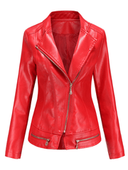 Inrosy perfecto femme cuir fermeture éclair col montant manches longues femme style boyfriend mode veste motard