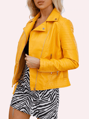 Inrosy court veste motard femme simili cuir fermeture éclair manches longues femme casual mode perfecto