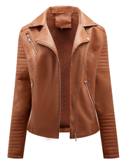 Inrosy court veste motard femme simili cuir fermeture éclair manches longues femme casual mode perfecto