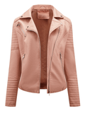 Inrosy court veste motard femme simili cuir fermeture éclair manches longues femme casual mode perfecto