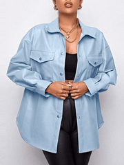 Inrosy veste motard simili cuir boutonnage poches col revers manches longues femme mode oversized décontracté