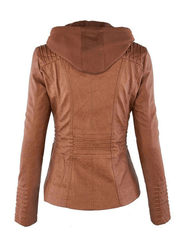 Inrosy perfecto vestes en simili cuir à capuche boutons fermeture éclair manches longues femme mode décontracté jacket