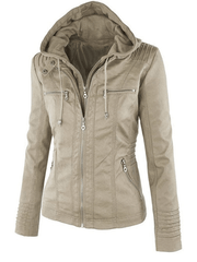 Inrosy perfecto vestes en simili cuir à capuche boutons fermeture éclair manches longues femme mode décontracté jacket