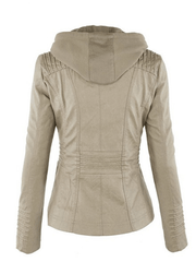 Inrosy perfecto vestes en simili cuir à capuche boutons fermeture éclair manches longues femme mode décontracté jacket