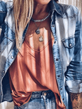 Inrosy blouse en jean boutonnage poches col chemise manches longues femme mode vintage décontracté veste