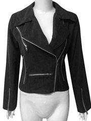 Inrosy court perfecto femme suedine fermeture éclair manches longues femme style boyfriend mode décontracté veste motard