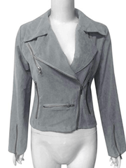 Inrosy court perfecto femme suedine fermeture éclair manches longues femme style boyfriend mode décontracté veste motard