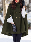 Inrosy manteau en laine double boutonnage élégant femme cape vert armée