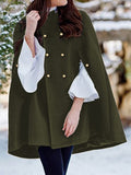 Inrosy manteau en laine double boutonnage élégant femme cape vert armée