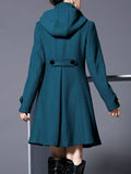 Inrosy mi-longue manteau en laine double boutonnage avec poches à capuche vintage femme cape élégant hiver