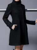 Inrosy mi-longue manteau en laine double boutonnage avec poches à capuche vintage femme cape élégant hiver