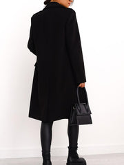 Inrosy mi-longue manteau en laine fendu double boutonnage poches col revers manches longues femme élégant oversized veste automne