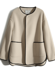 Inrosy court manteau en laine poches col rond manches longues femme élégant mode veste