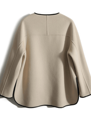 Inrosy court manteau en laine poches col rond manches longues femme élégant mode veste