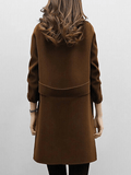 Inrosy mi-longue manteau en laine double boutonnage ceinture découpe v manches longues femme élégant mode veste automne hiver