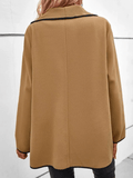 Inrosy manteau en laine unicolore col revers manches longues femme élégant mode oversized veste automne