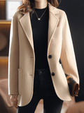 Inrosy manteau en laine unicolore boutons poches col revers manches longues hiver femme élégant oversized mode blazer veste