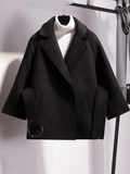 Inrosy court manteau en laine ceinture poches col revers manches longues hiver femme élégant mode décontracté veste