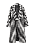 Inrosy longue manteau en laine pied de poule chaud poches femme élégant ample oversized décontracté hiver vêtements d'extérieur