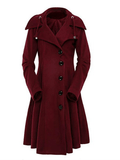 Inrosy mi-longue manteau en laine unicolore boutonnage à capuche manches longues femme élégant mode veste